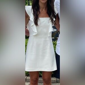 French Connection White Ruffle Mini Dress
